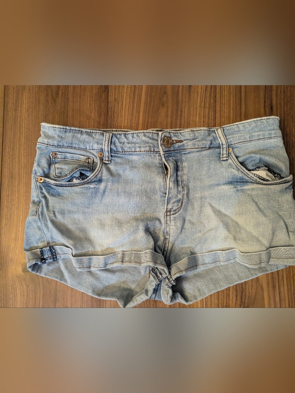Sts Blue, Light Blue Denim Cuffed Shorts Size 30